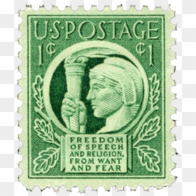 Freedom Of Speech And Religion, From Want And Fear- - 1 Cent Freedom Of Speech Us Stamp, HD Png Download - vintage postage stamp png