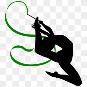 Ribbon Gymnastics Clipart - Rhythmic Gymnastics Clip Art, HD Png Download - gymnast silhouette png
