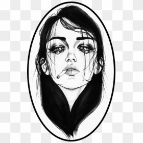 Girl With Cigarette Drawing, HD Png Download - sad child png