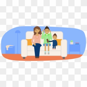 Mother And Younger Sibling Comforting A Sad Teenager - Cartoon, HD Png Download - sad child png