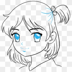 Easy Drawing Of Anime Girl Face, HD Png Download - anime lineart png