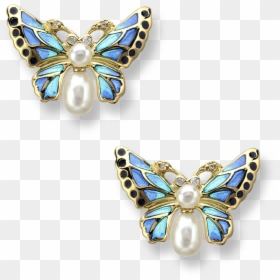 Nicole Barr Designs 18 Karat Gold Butterfly Earrings-blue, HD Png Download - gold butterfly png