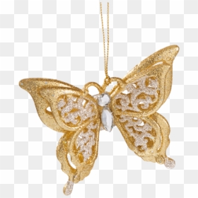 Butterfly With Clip, Gold - Pendant, HD Png Download - gold butterfly png