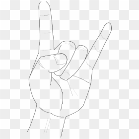 Heavy Metal Horns Music Rock Gesture Hand Public Domain - Line Art, HD Png Download - metal horns png
