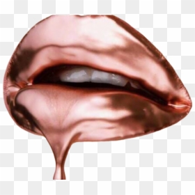 Rose Gold Dripping Lips, HD Png Download - lips png