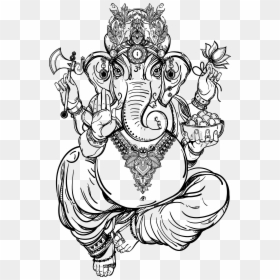 Hindu Elephant God Drawing, HD Png Download - ganesh clip art png