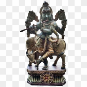 Wood Hindu God Statue Png, Transparent Png - krishna flute png