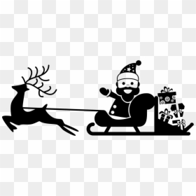 Santa Claus Sleigh Icon, HD Png Download - reindeer png