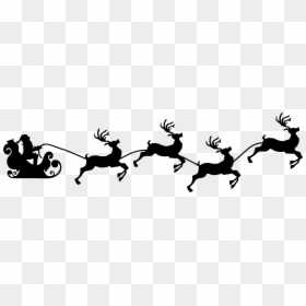 Santa Sleigh Reindeer Silhouette, HD Png Download - reindeer png