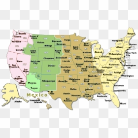 Transparent United States Map Png - Mapa Horario Estados Unidos, Png Download - map of usa png