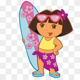 Dora The Explorer - Dora The Explorer Surfing, HD Png Download - famous cartoon characters png