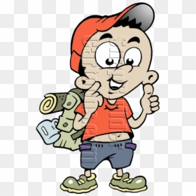 School Boy Happy With Backpack - Школьник Рисованные, HD Png Download - school boy clipart png