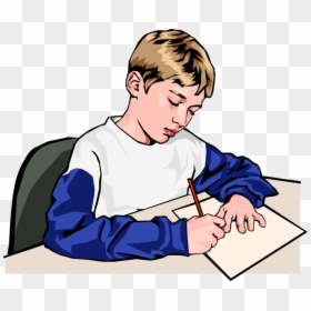 Vector Illustration Of Schoolboy Student Writing Answers - Boy Writing A Letter, HD Png Download - school boy clipart png
