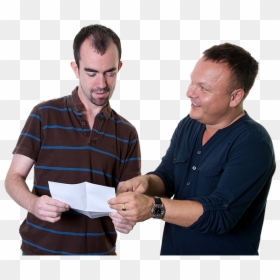 Man Holding Form And Support Worker Helping Him - Person Voting Png, Transparent Png - vote finger png