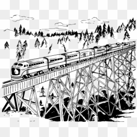Railroad Tracks Clipart Road Transport - Trains Black And White Clipart, HD Png Download - railway clipart png