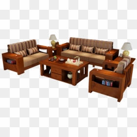 Coffee Table, HD Png Download - wooden sofa set png