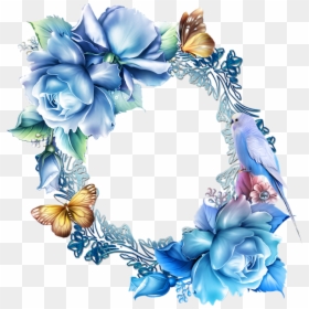 Paper Frames, Picture Frames, Seal, Templates, Belles - Blue Floral Border Design, HD Png Download - flower border clipart png