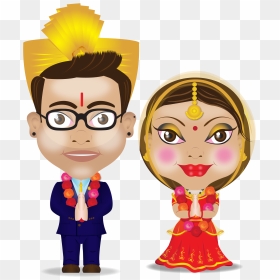 Character Design Modern Hindu Wedding Card On - Hindu Marriage Cartoon, HD Png Download - hindu wedding clip art images png