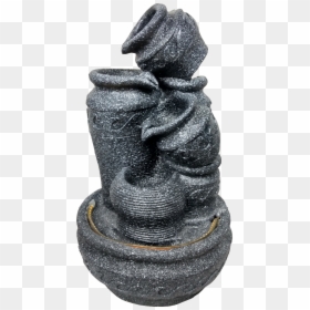 Small Matki Water Fountain For Home Decor (black Stone) - Stone Carving, HD Png Download - krishna matki png