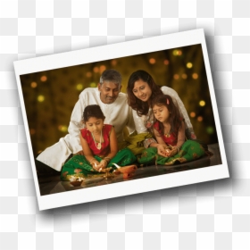 Asian Indian Family Diwali Celebration - Family In Diwali In Png, Transparent Png - diwali frame png