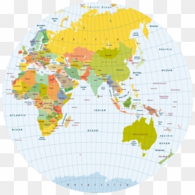 Political World Round Map, HD Png Download - india in globe png