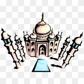 Vector Illustration Of Taj Mahal Marble Mausoleum On, HD Png Download - taj mahal clip art png