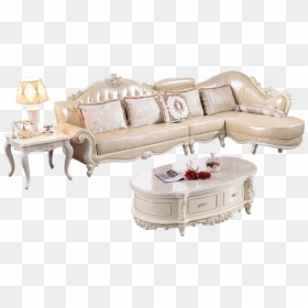 Luxury Design Royal Living Room Furniture Golden Leather - Kursi Sudut Busa Ukir, HD Png Download - steel sofa set png