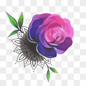 Rose With Mandala - Purple Rose Png Tattoo, Transparent Png - color full png