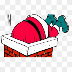 Santa In Chimney Png, Transparent Png - christmas father clipart png