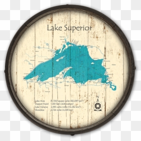 Lake Superior Wooden Barrel End Map - Michigan Great Lakes Png, Transparent Png - great lakes png