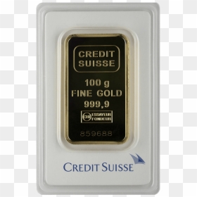 Picture Of 100 Gram Credit Suisse Gold Bar - Credit Suisse, HD Png Download - gold biscuits png
