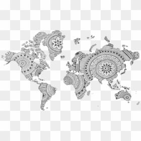 Mandala World Map Drawing, HD Png Download - tumblr mandala png