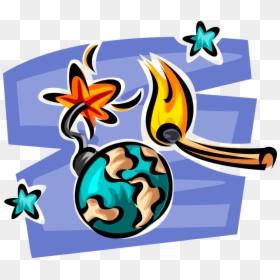 Vector Illustration Of Planet Earth Globe As Time Bomb, HD Png Download - exploding planet png