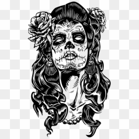 Mexican Skull La Calavera Catrina Dead Paper Clipart - Drawing Day Of The Dead, HD Png Download - calaveras png