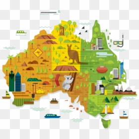City Australia Map Of Illustration Melbourne World - Fun Map Of Australia, HD Png Download - australia map png