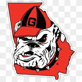 Georgia Bulldog Uga Bulldogs State With Logo Decal - Georgia Bulldogs State Logo, HD Png Download - state of georgia png