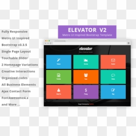 Elevator Metro Ui Inspired Free Bootstrap Html5 Template - Metro Html5 Template Free, HD Png Download - bootstrap png