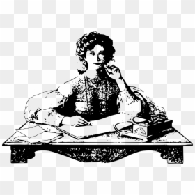 Female Writer Cartoon Black And White, HD Png Download - writing png