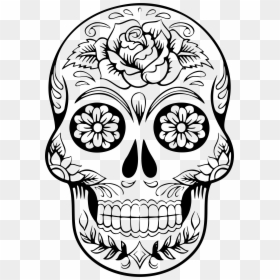 Black And White Sugar Skull Clipart, HD Png Download - skull and crossbones png