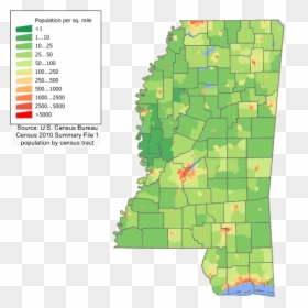 Mississippi Population Map - Population Density Map Of Mississippi, HD Png Download - mississippi png