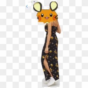 Dedenne Freetoedit - H&m Long Yellow Floral Black Dress, HD Png Download - dedenne png