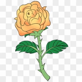 How To Draw Rose With A Stem - Easy Rose With Thorns Drawing, HD Png Download - rose thorns png
