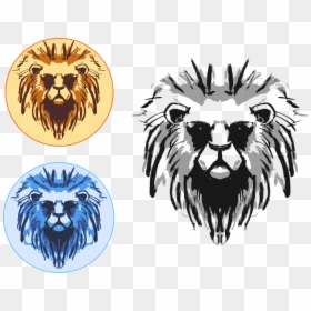 Lion, Seal, Stamp, Vector, Ink, Logo, Head, Animal - Blue Lion Transparent, HD Png Download - lion head vector png
