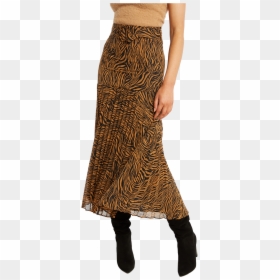 Printed Pleat Skirt In Colour Tapioca - Bardot Pleated Skirt Zebra, HD Png Download - grass skirt png