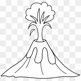 Black And White Clip Art Volcano, HD Png Download - volcano eruption png