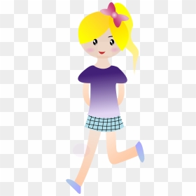 Girl Ponytail Running Walking Png Image - Cartoon Girl Running Png, Transparent Png - niña png