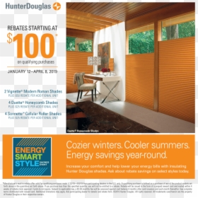 Hunter Douglas Energy Smart Style Savings Event, HD Png Download - hunter douglas logo png
