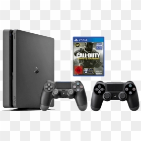 Ps4 Slim With 2 Controllers, HD Png Download - dualshock 4 png