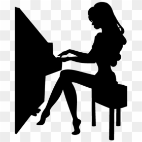 Piano Silhouette Clipart - Girl Playing Piano Silhouette, HD Png Download - piano icon png