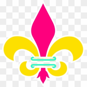 Fleur De Lis Gold Pink And Teal Clip Art - Flor De Lis Escoteira, HD Png Download - white fleur de lis png